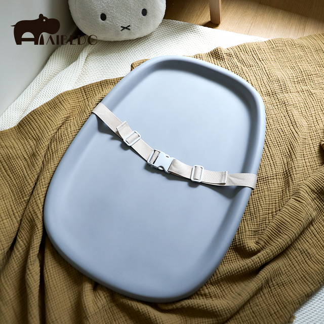 AHP-002 Morden Baby Changing Mat with Non-Toxic PU, Low-Profile Safety Belt & Subtle Morandi Colors Bulk