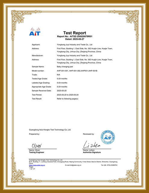 AiTSZ 250520079R01 Baby Changing Pad Test Report