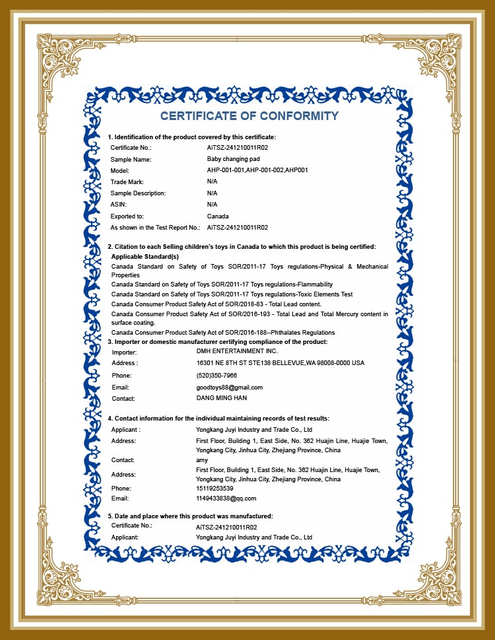 Nursing table Canadian Test AiTSZ 24121001102 Baby Changing Mat